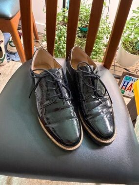 Franco Sarto Black Patent Leather Oxfords Shoes